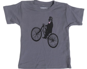 Children T Shirt, Monkey on Bike, in Grey size 1