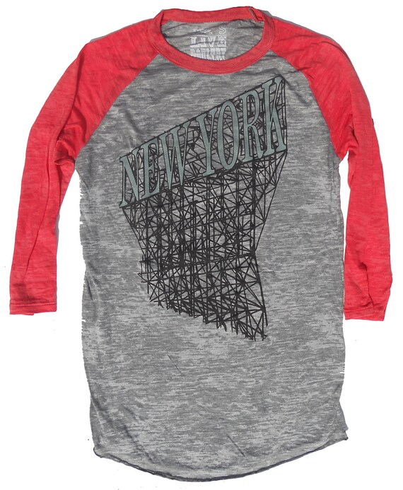 Items similar to Womens Baseball Tee, New York Sign, in Unisex Burnout