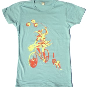 Womens Tee Shirt Harlequin Jester in Jade Blue Green