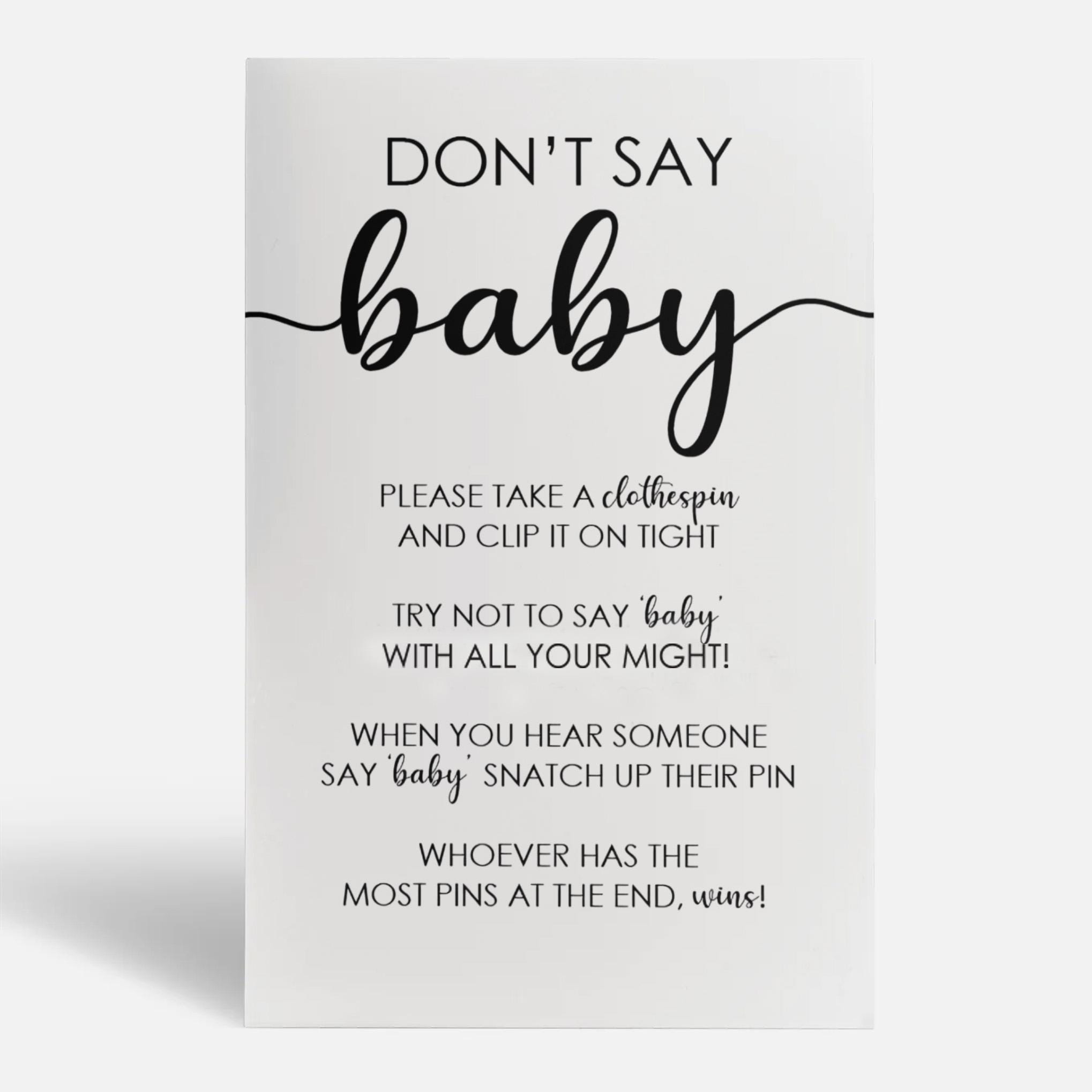 Baby Shower Game Printout 'Don't Say Baby'