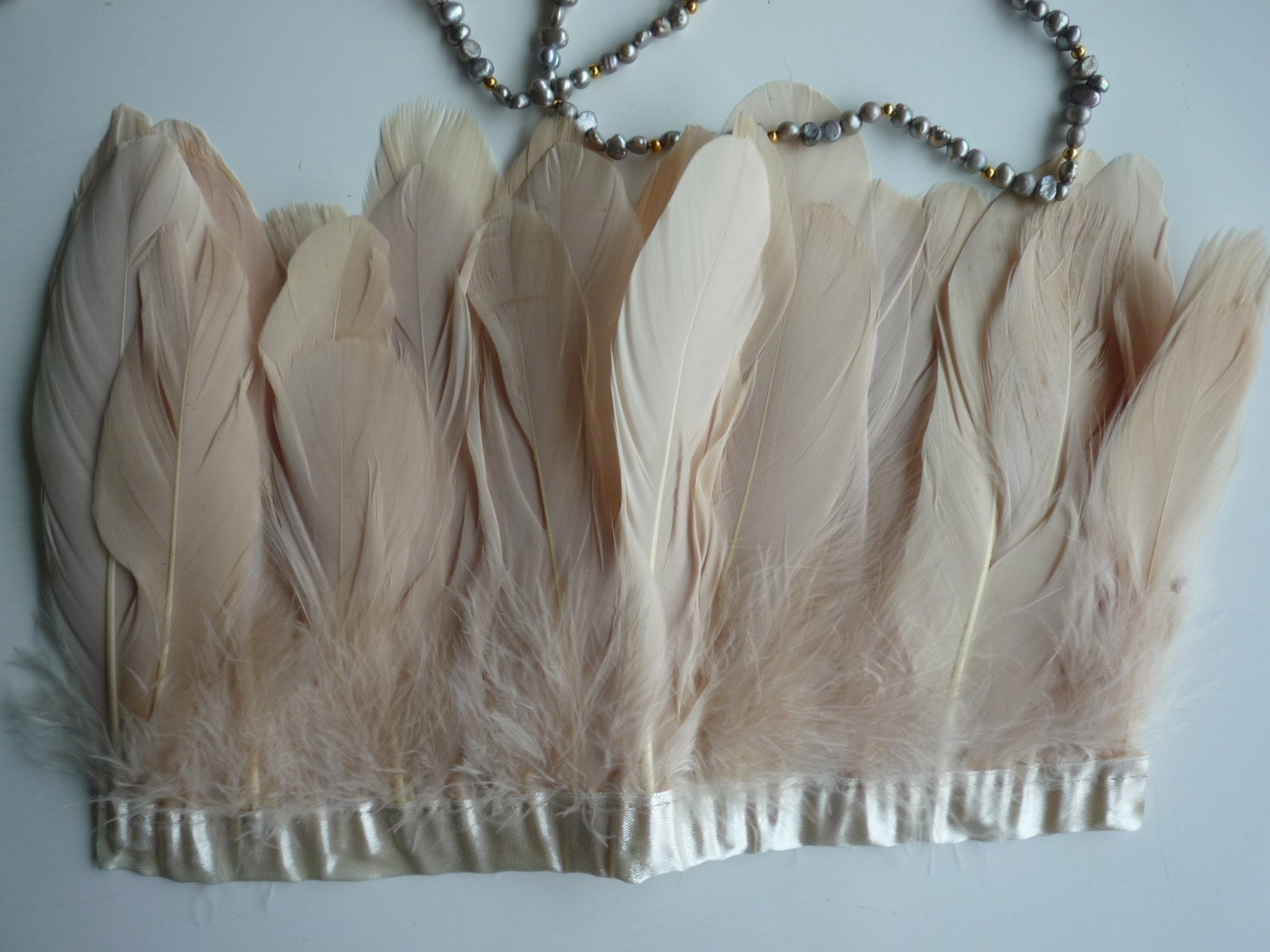 GOOSE FEATHER FRINGE True Champagne Light Beige / 434 - Etsy