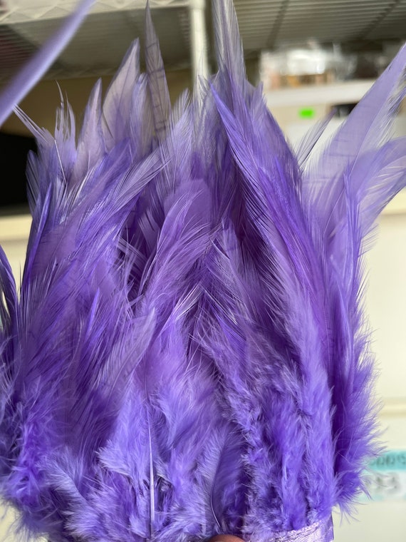 Violet Craft Feathers Purple Laced Rooster Saddle Feathers for Crafts  Decorating Purple Feathers for Earrings 12 per Pack 