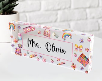 Personalized Acrylic Teacher Desk Name Plate: Custom Classroom Decor