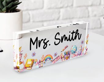 Personalized Teacher Desk Sign: Custom Acrylic Classroom Decor
