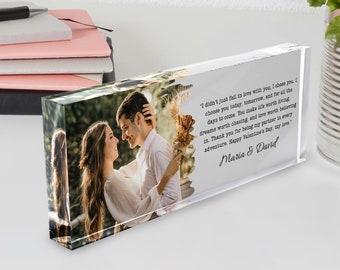 Custom Acrylic Glass Photo Block - Personalized Picture Frame - Valentine's Day Photo Gift - Personalized Photo Present - Couple Photo Gift