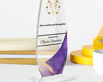 Custom Acrylic Award Trophy: Elegant Employee Recognition Plaque
