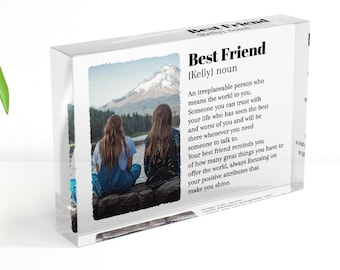 Personalised Best Friend Definition Thick Customized Acrylic Bestie Freestanding Plaque with Any Photo, Birthday Gift For Her, Bestie Gift