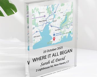 Where We First Met Personalised Map Print of City Custom Acrylic Block Any Location First Date Where It All Began Anniversary Decor Gift
