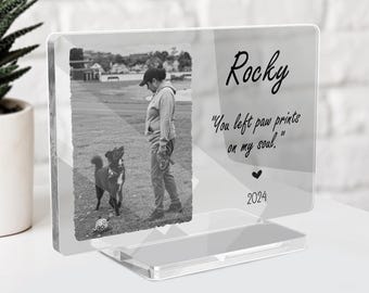 Placa personalizada para memorial de animal de estimação: lembrança fotográfica em acrílico