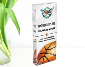 Personalized Basketball Award | MVP Trophy | Team Achievement Gift | Custom Sports Recognition Acrylic Plaque