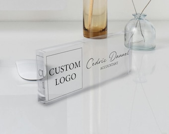 Personalized Acrylic Desk Name Plate: Custom Logo Office Decor