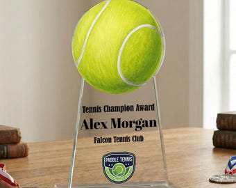 Personalized Tennis Trophy Award, Custom Tennis Champion Award, Tennis Tournament Trophy, Tennis Player Award, Tennis Club Recognition Gift