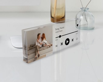 Custom Music Song Plaque Block,Recording or Song On Acrylic Block,Personalized Gift for Anniversary, Playlist Streaming, Gift for Couple