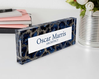 Personalized Acrylic Desk Name Plate: Office Decor Gift