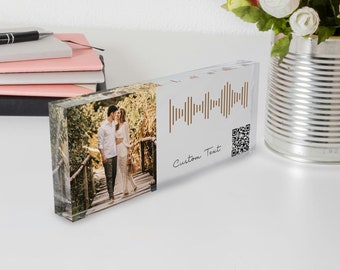 Custom Photo Soundwave Art Plaque with QR Code