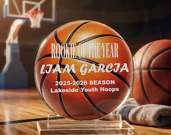 Personalized Basketball Acrylic Trophy, Custom Basketball Award Plaque, Basketball MVP Trophy, Custom Sports Award with Name