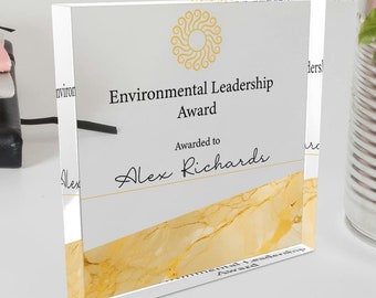 Custom Acrylic Award Plaque: Engraved Desk Trophy
