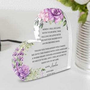 Mutter des Bräutigams Geschenk, personalisierte Mutter des Bräutigams Geschenk Plakette, Geschenk von der Braut, Hochzeitsandenken Geschenke für die Mutter des Bräutigams