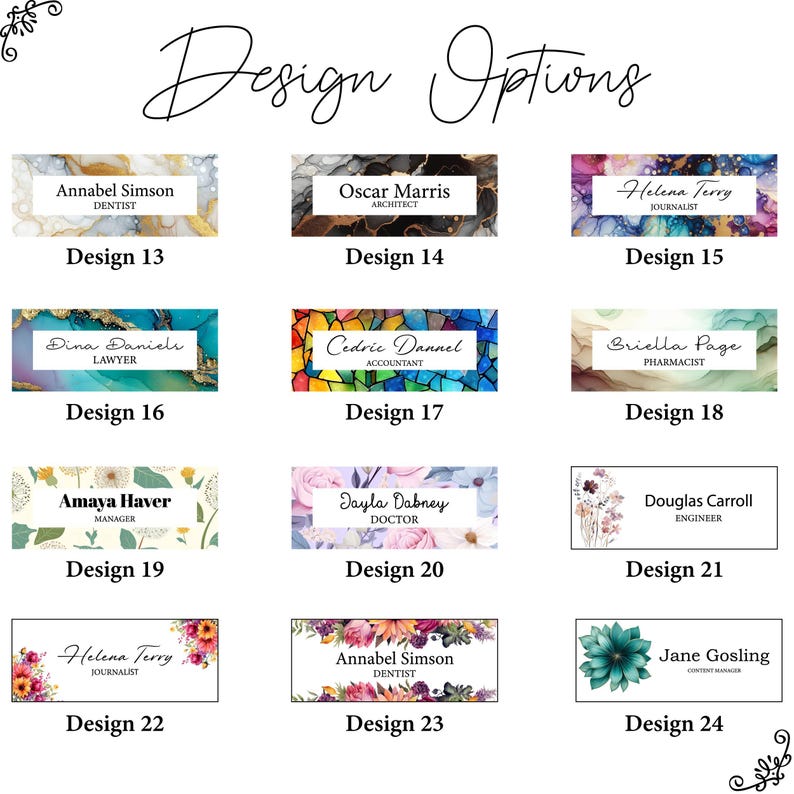 Personalized Name Plate for Desk, Flowers Wild Design On Clear Acrylic Glass, Custom Office Decor Nameplate Sign, Personalized Gift image 6