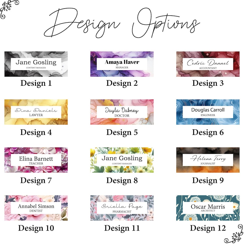 Personalized Name Plate for Desk, Flowers Wild Design On Clear Acrylic Glass, Custom Office Decor Nameplate Sign, Personalized Gift image 5