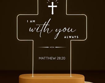 Personalized Christian Cross Lamp – Scripture Night Light with Bible Verse – Faith-Based Gift for Bedroom or Prayer Space