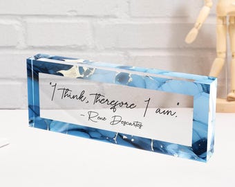 Personalized Acrylic Quote Block: 3D Reverse UV Print Desk Decor