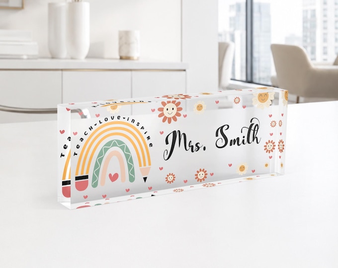 Custom Teacher Desk Name Plate, Teacher Name Plate, Personalized Name Plate for Teacher, Custom Name Teacher Gift, Gift for Teacher