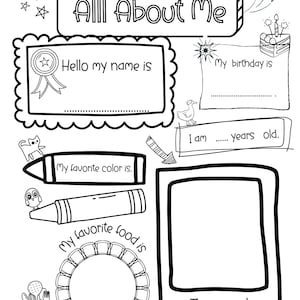 All About Me Sheets/printable Worksheets for Prek-5/student Printable ...