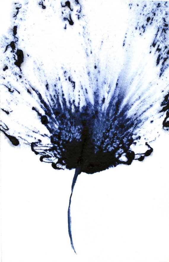 floral art navy blue