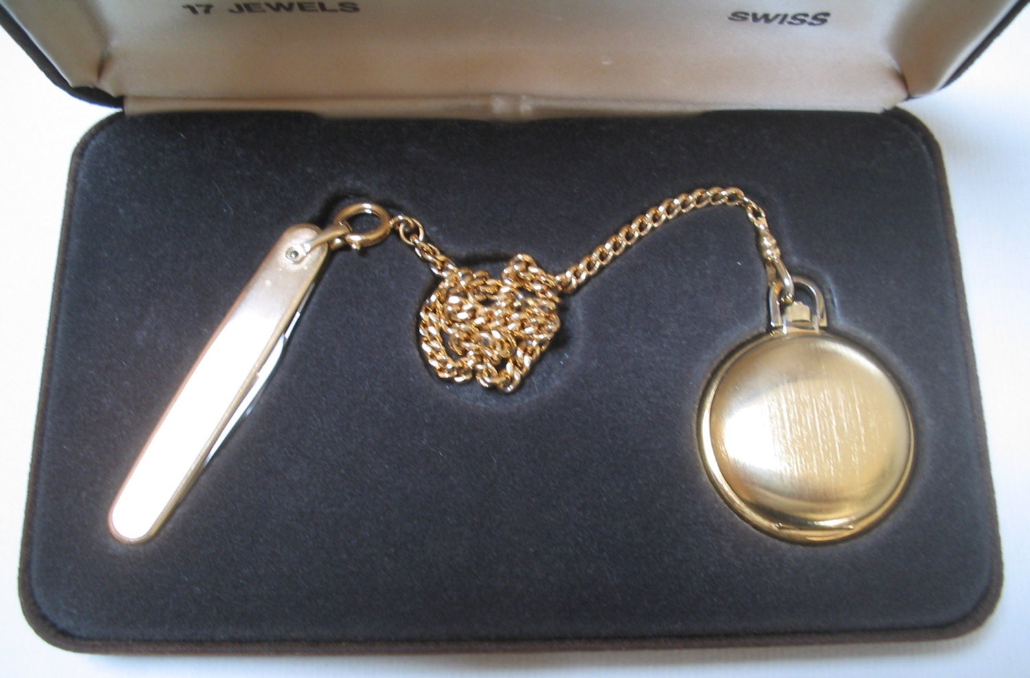 COLIBRI Gold Tone Pocket Watch & Knife Set Etsy