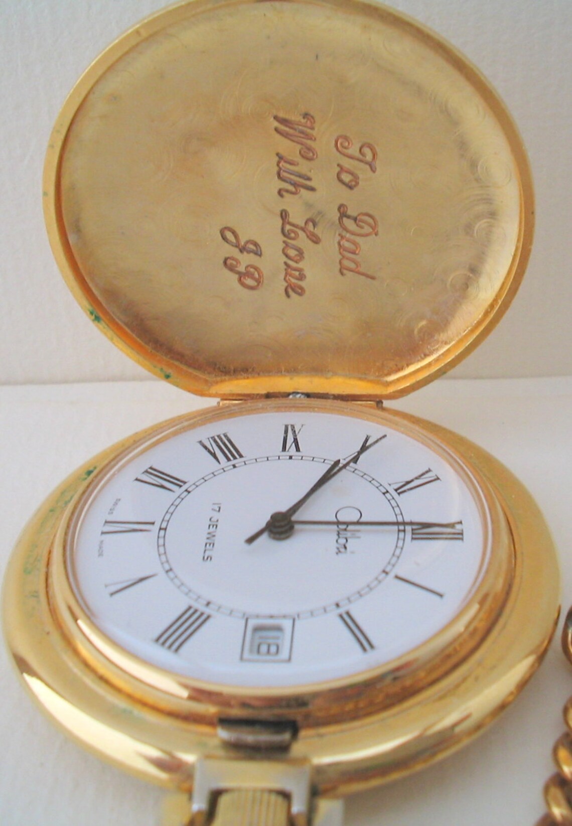 COLIBRI Gold Tone Pocket Watch & Knife Set Etsy