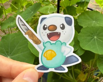 Oshawott håller kniv vinylklistermärke | Söt Pokémon-klistermärke