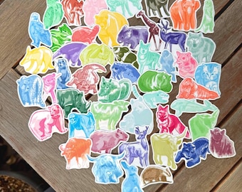 Rainbow Animal Sticker Pack | Colorful Animal Stickers