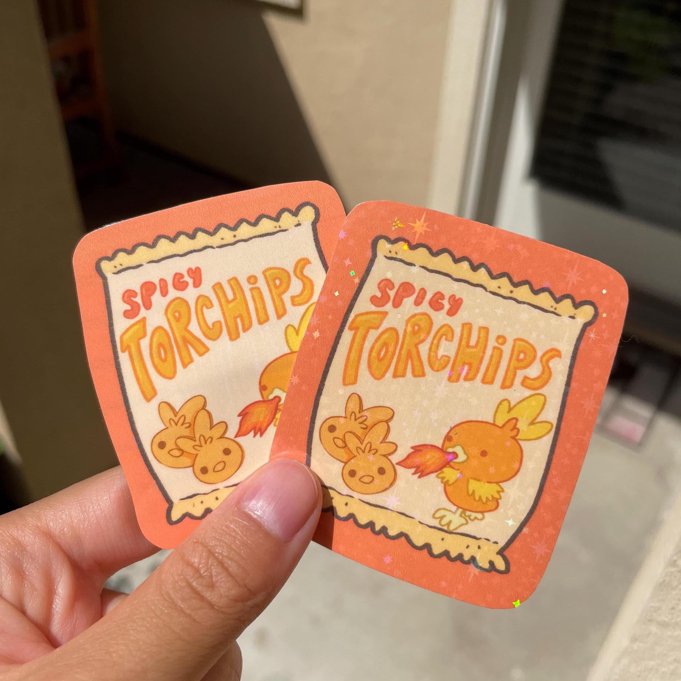 Spicy Torchips Pokemon Vinyl Sticker | Pokemon Sticker | Holographic ...