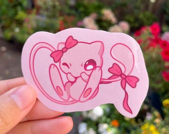 Coquette Mew vinylklistermärke | Pokémon-klistermärke | Holografisk | Mew