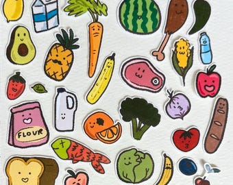 Cute Grocery Food Sticker Pack | Cute Food Stickers