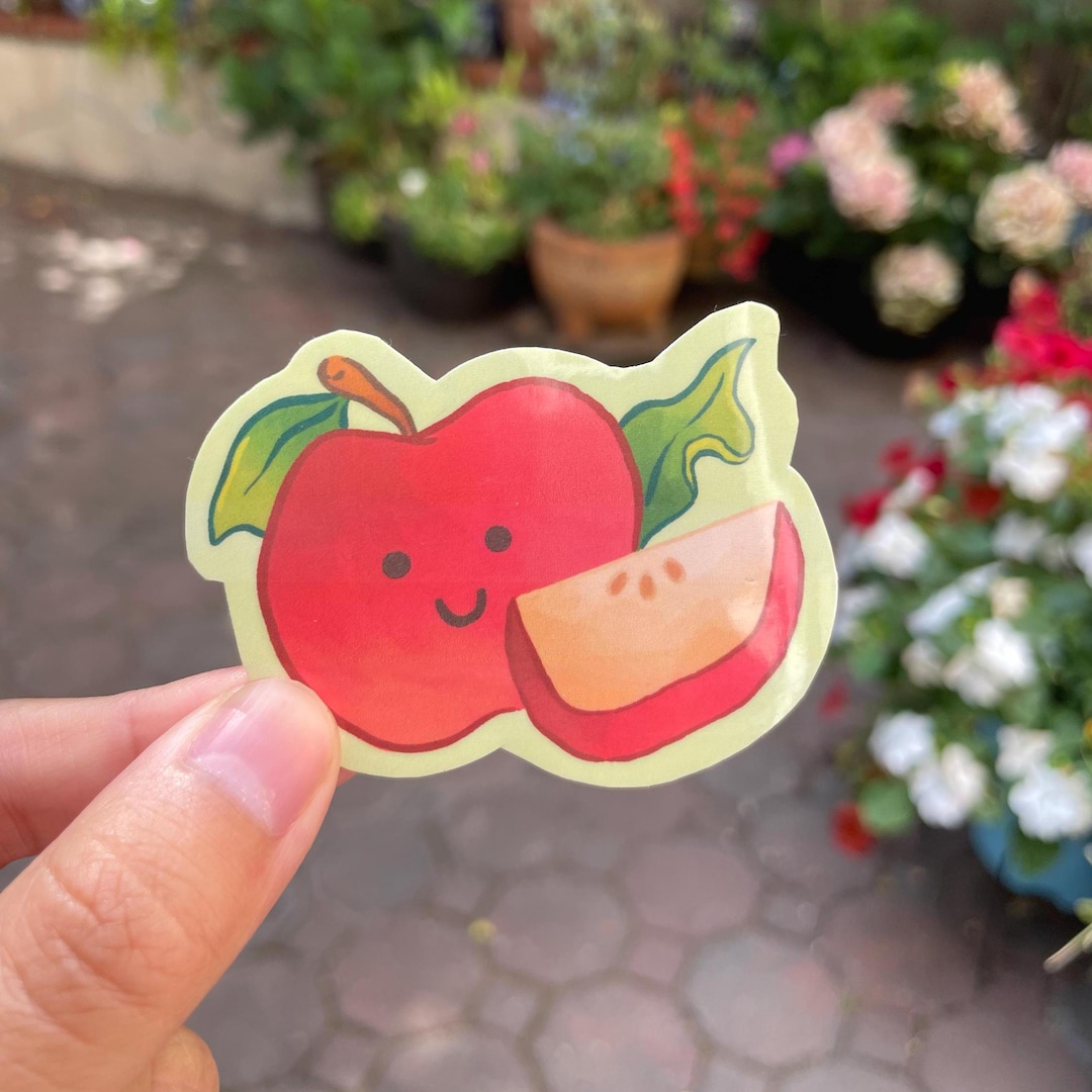 Cute Ios Sticker Apple Vinyl Sticker | Cute Apple Sticker | Fruit Sticker - Etsy