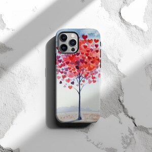 Hearts Tree Tough Phone Case - Fits iPhone, Samsung Galaxy, Google Pixel - Durable Protection, Personalized Valentines Gift
