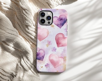 Custom Hearts Pattern Tough Phone Case 2 - Fits iPhone, Samsung Galaxy, Google Pixel - Durable Protection, Personalized Valentines Gift