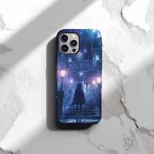 Haunted Mansion Anime Phone Case Blue Gothic iPhone 16 15 14 Pro Max Samsung S25 S24 S23 Google Pixel Drop Protection Spooky Art Cover Gift