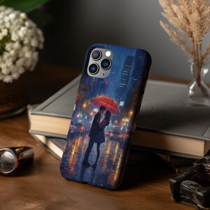 Anime Rainy Night Phone Case Tokyo Love Story Design iPhone 16 Pro Max Samsung S25 Pixel 9 Cover Romantic Gift Protective Cute Art Accessory