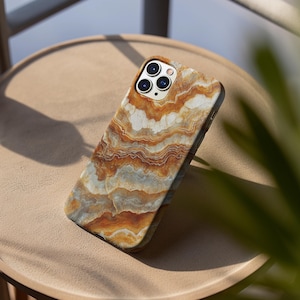 Golden Agate Phone Case Marble Stone Pattern Protective Cover iPhone Samsung Google Pixel Modern Unique Birthday Mothers Day Gift for Her