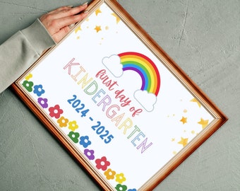 First day of School/ Last day of School KINDERGARTEN  digital download, Printable, memory Prop, classroom photo prop