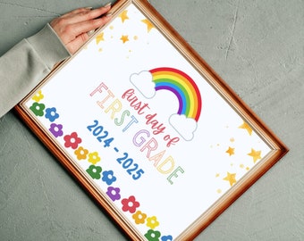 First day of School/ Last day of School FIRST GRADE  digital download, Printable, memory Prop, classroom photo prop