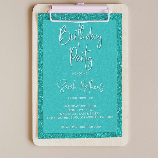 Birthday Party Invitation Template, Sparkle Party Invite, Pretty Invitation, Teen party invite, editable, digital download, Printable