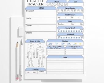 Daily Health Tracker, Chronic pain, Symptom Tracker, Chronic Illness Journal, Printable Instant Download