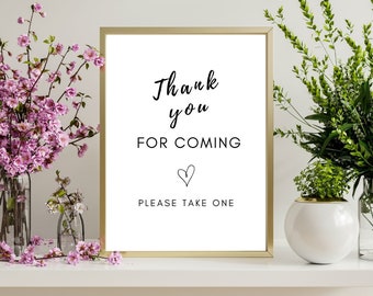 Baby Shower Thank You Sign | Thank You For Coming Sign | Please Take One | Baby Shower Table Sign | Baby Shower Decor - PRINTABLE page sheet