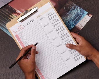 Weekly Health Tracker Accountability Sheet - Printable