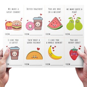 Printable Valentines Cards for kids, Digital Download, Printable - Cute food