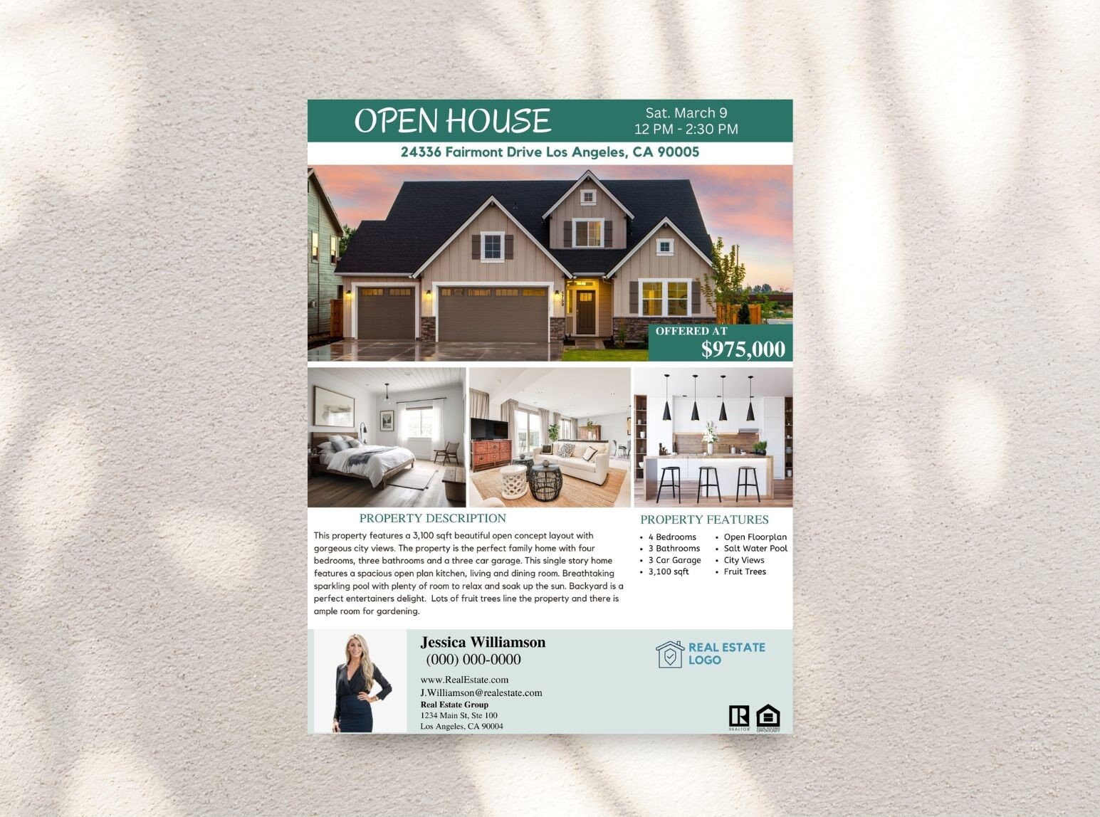 Real Estate Marketing Flyer Template - SET of 2 Printable, Editable ...